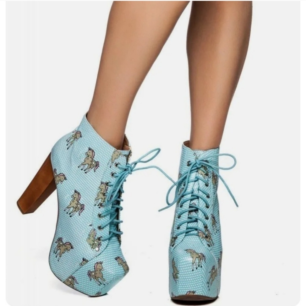 Jeffrey Campbell Lita Blue Unicorn Heels Size 10M